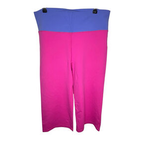 Zumba Wear Pink And Purple Cropped Fold Over Workout Leggings